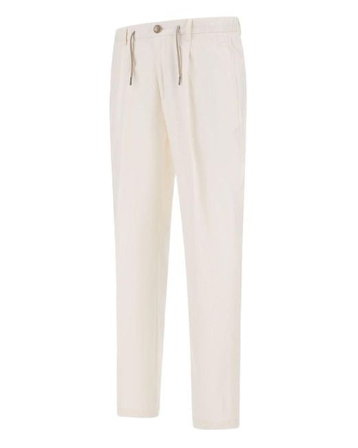 Herno White Pleated Drawstring Trousers for men