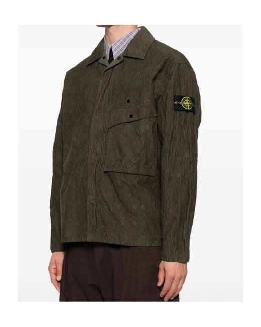 Stone Island Green Long Sleeve Shirt Jacket for men