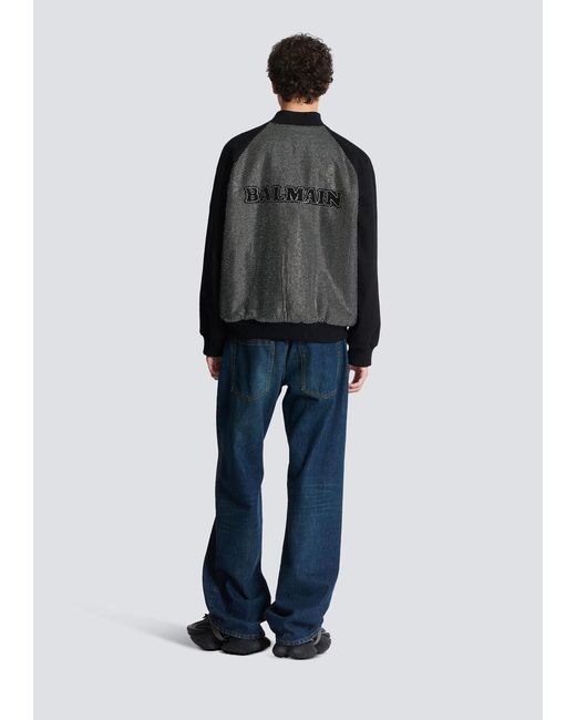 Balmain Black Embellished Bomber Jacket for men