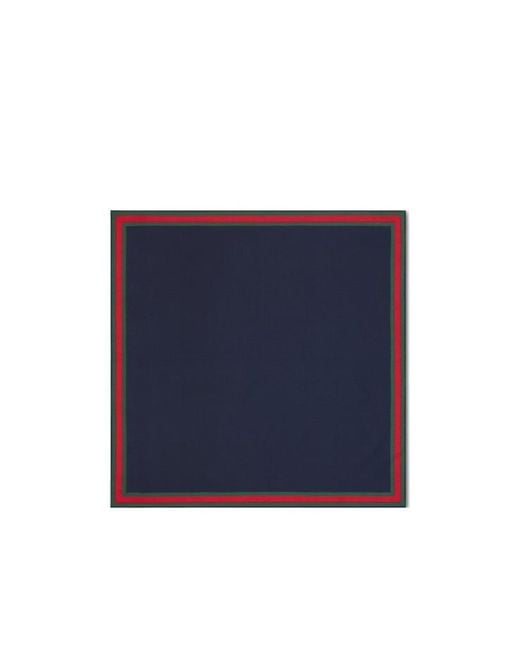 Gucci Blue Cotton Silk Pocket Square With Web for men