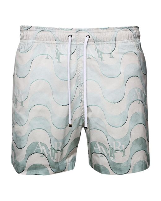 Amiri Blue Graphic-Print Swim Shorts for men