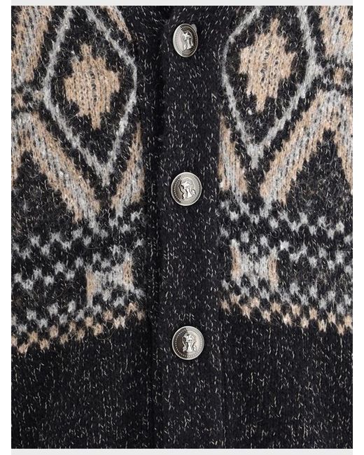 Brunello Cucinelli Gray Shawl Collared Knitted Cardigan for men