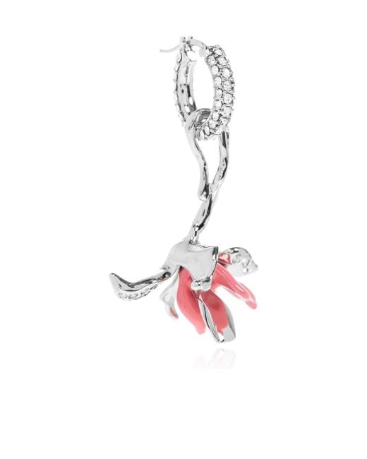 Marni White Embellished Flower Hoop Earrings