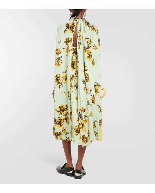 Jil Sander Metallic Floral Caped Midi Dress