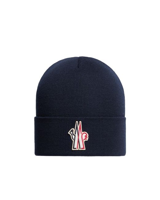 Moncler Blue Logo Wool Beanie for men