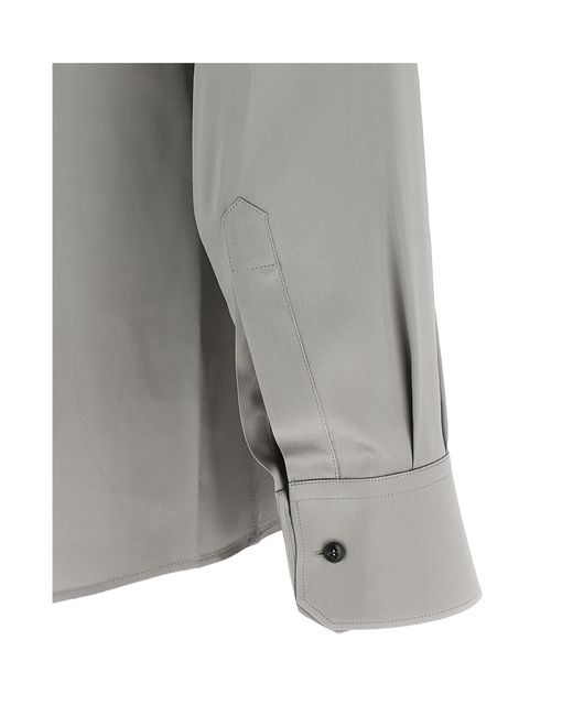 Dolce & Gabbana Gray Curved Hem Satin Shirt for men