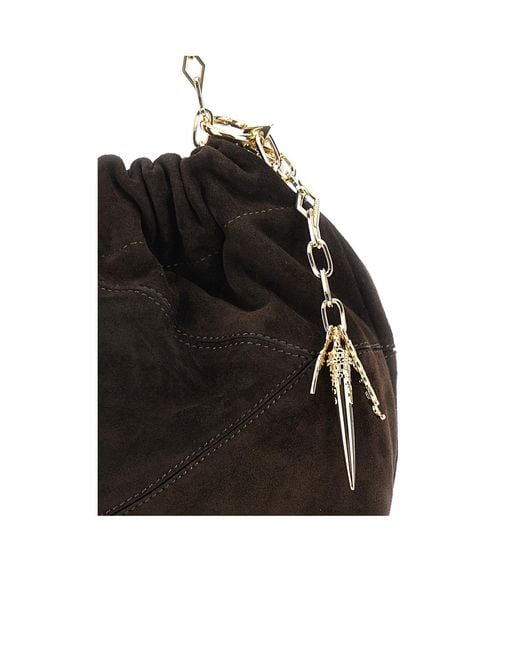Ba&sh Black Chain Strap Suede Shoulder Bag