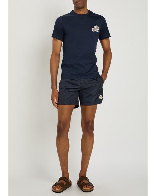 Moncler Blue Striped Swim Trunks for men