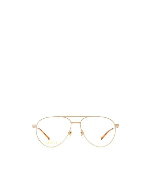 Gucci White Eyewear Pilot-Frame Glasses for men