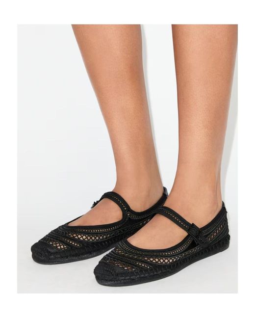 Tory Burch Black Open Weave Strap Espadrilles