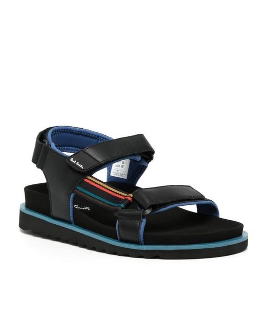 Paul Smith Black Logo Stripe Detailed Sandals for men
