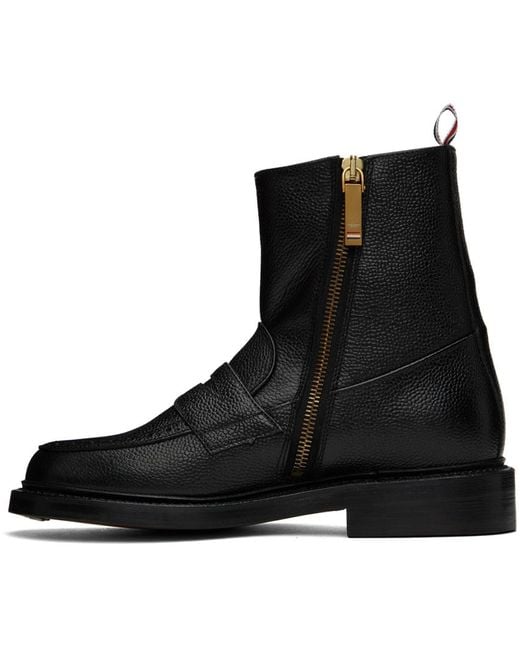 Thom Browne Black Ankle Leather Boots