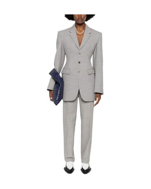 Jil Sander Gray Checked Tapered Leg Trousers