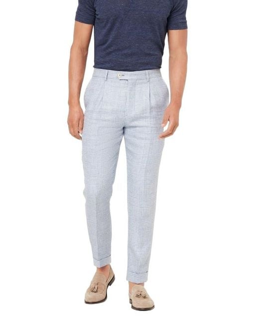 Brunello Cucinelli Blue Plaid-Check Slim-Leg Chinos for men