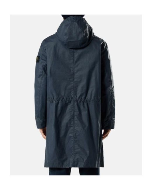 Stone Island Blue Logo Patch Hooded Parka for men