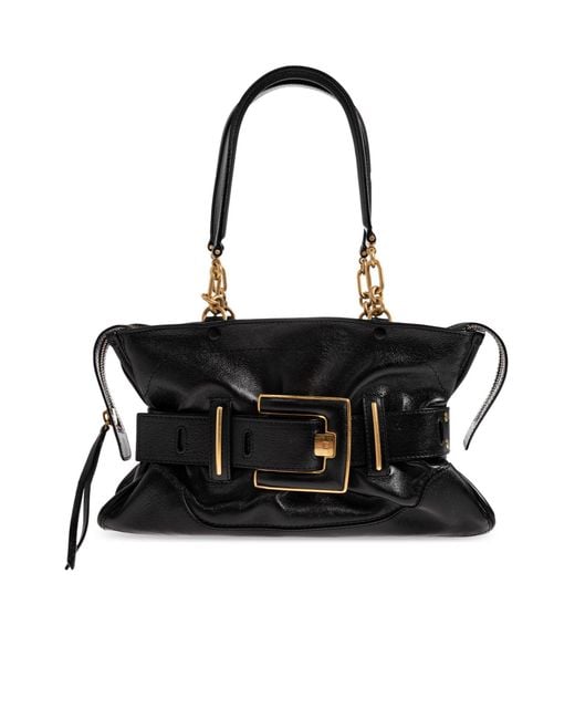 Balmain Black Anthem Buckled Shoulder Bag