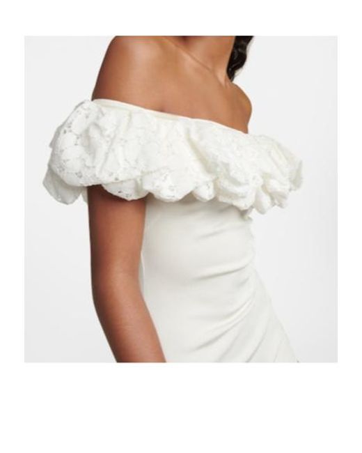 Alexandre Vauthier White Off-Shoulder Ruffle-Trimmed Minidress