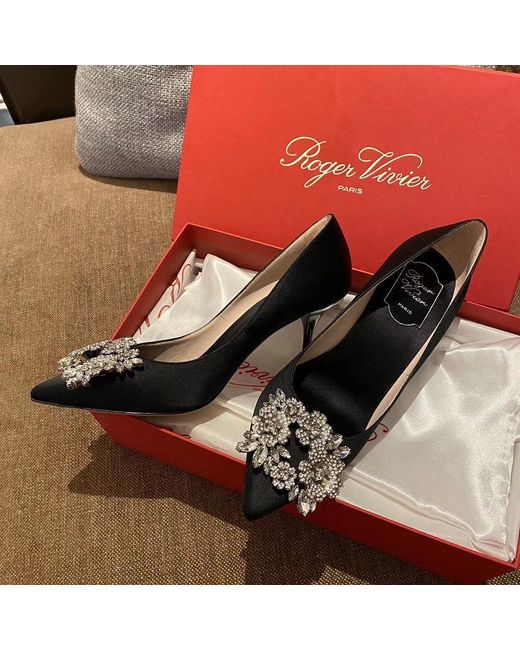 Roger Vivier Black Bouquet Strass 85Mm Buckle Pumps