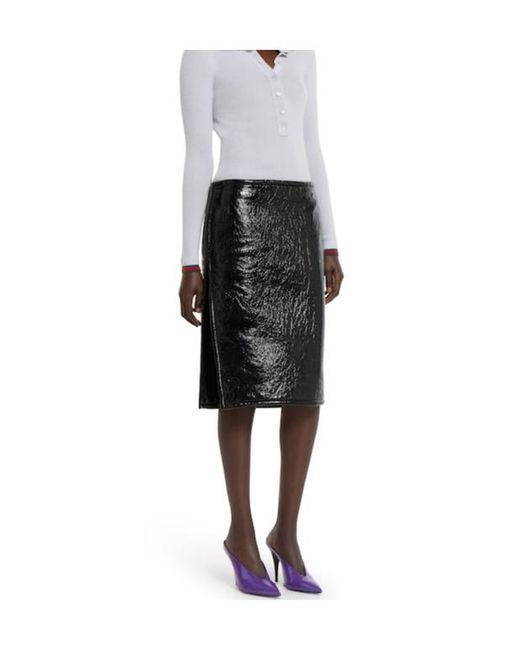 Gucci Black Shiny Leather Skirt