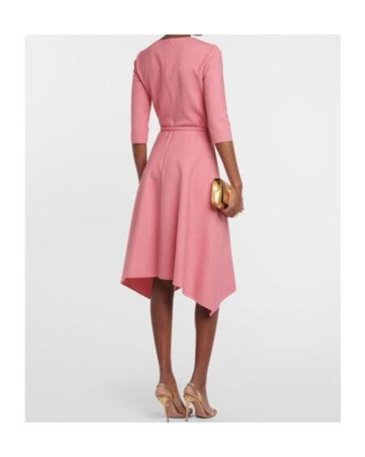 Oscar de la Renta Pink Wool-Blend Midi Dress