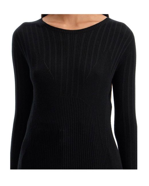Lanvin Black Rib Round-Neck Sweater