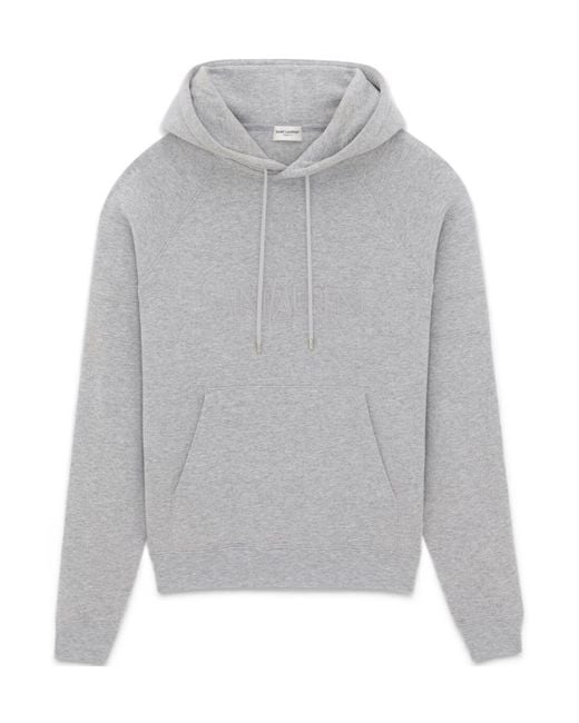 Saint Laurent Gray Premium Hoodie With Drawstring