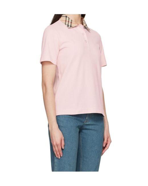 Burberry Blue Ekd Embroidered Checked Collar Polo Shirt
