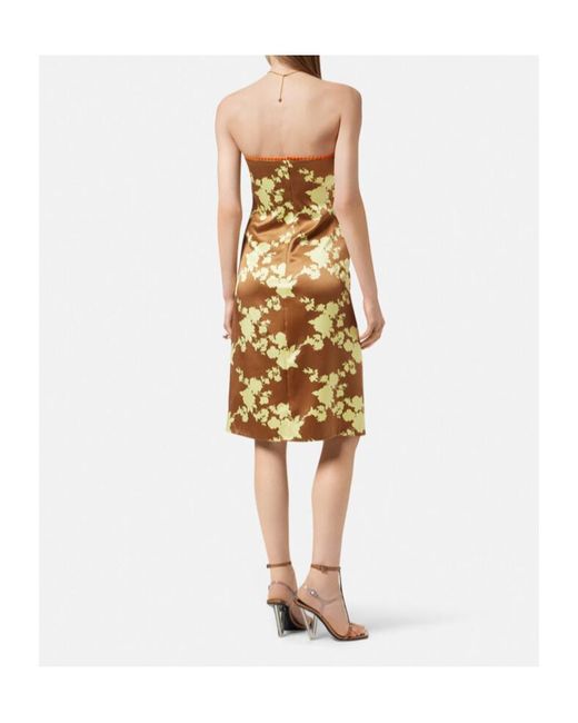 Versace Metallic Floral-Print Dress