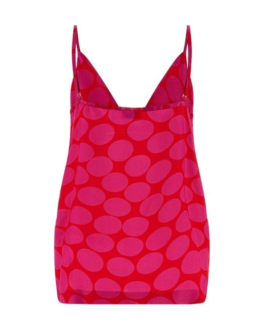 Dries Van Noten Red Caliya Top Ruffle Detail Sleeveless Straps Neckline