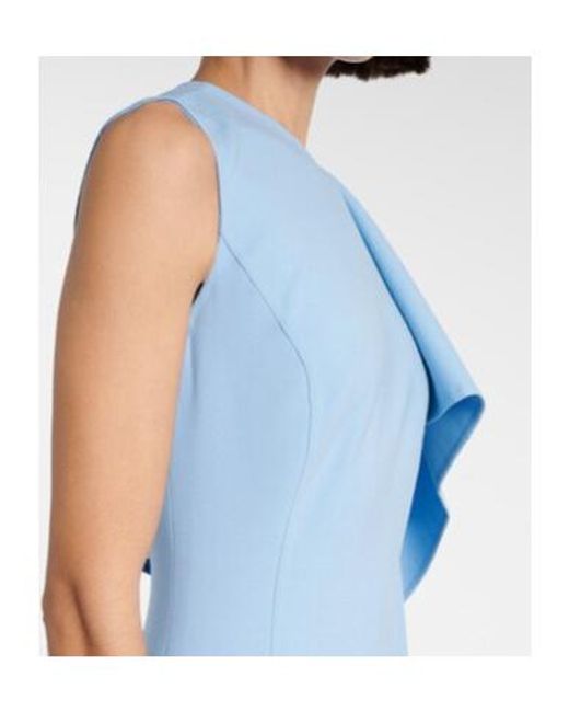 Oscar de la Renta Blue Ruffled Wool-Blend Midi Dress
