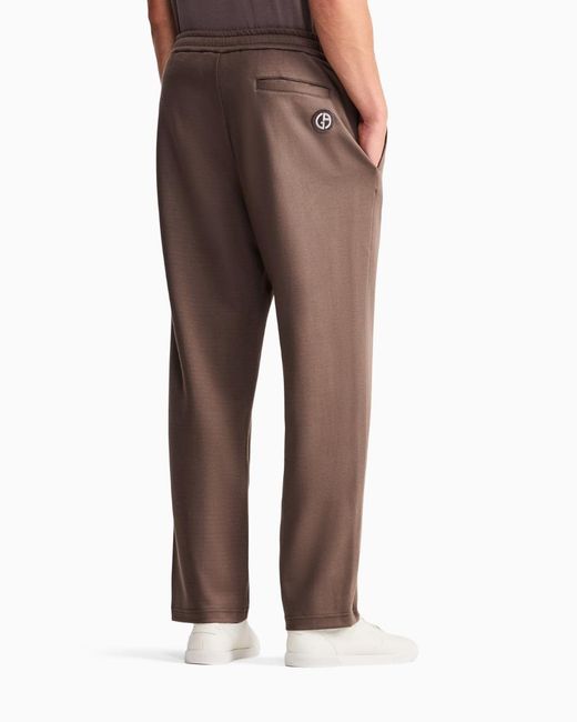 Giorgio Armani Brown Drawstring Logo-Patch Trousers for men