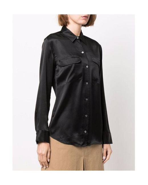 Equipment Black Signature Shirt With Dual Pockets