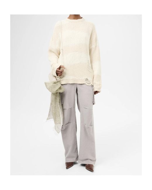 Our Legacy White Popover Roundneck Distressed Jumper