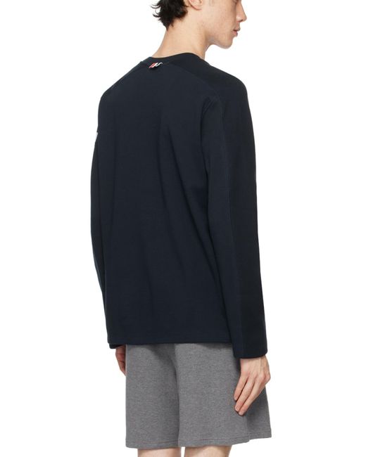 Thom Browne Blue Bar Striped Crewneck Sweatshirt for men