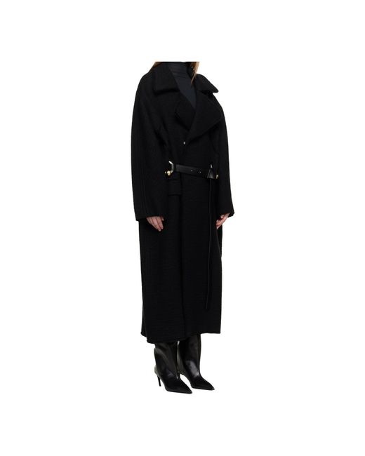 Jean Paul Gaultier Black Ring-Detail Belted Coat for men