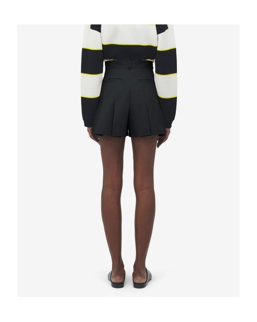 McQueen Black Pleated Tailored Shorts