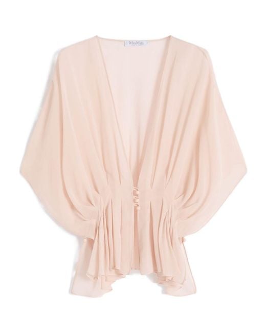 Max Mara Natural Buttoned Pleated Blouse