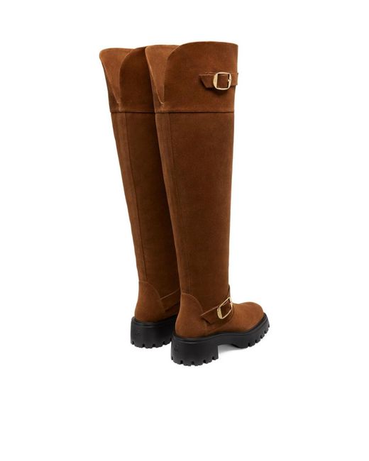 Stuart Weitzman Brown 50Mm Emerson Moto Boots