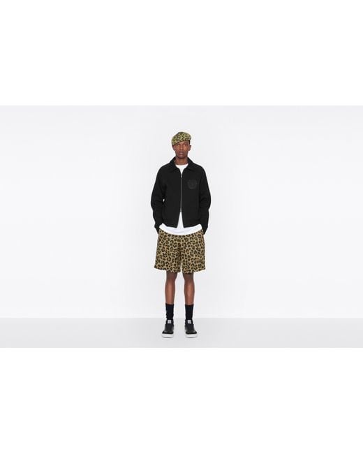 Dior Green Homme Leopard Printed Bermuda Shorts for men