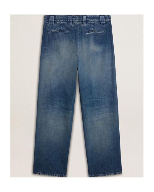 Golden Goose Deluxe Brand Blue Straight-Leg Distressed Jeans for men