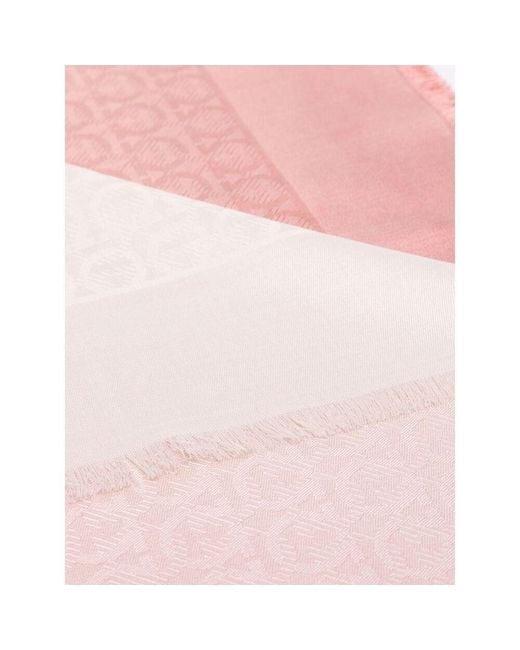 Ferragamo Pink Monogram-Embroidered Scarf