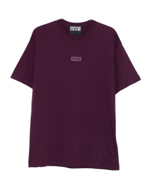 Versace Purple Logo-Plaque T-Shirt for men