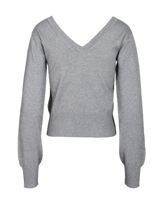 Vivienne Westwood Gray Cropped V-Neck Jumper