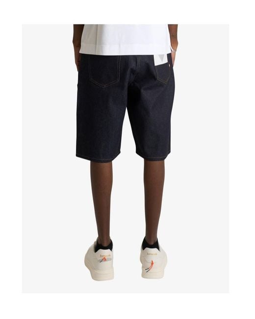 AMISH Blue Tommy Raw Bermuda Shorts for men