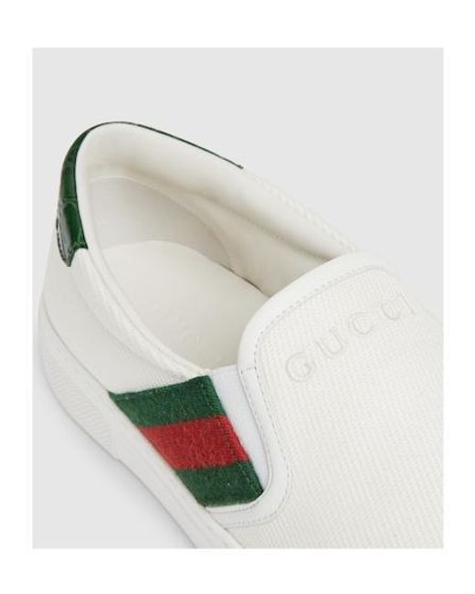 Gucci White Ace Slip-On Sneaker, Fabric for men