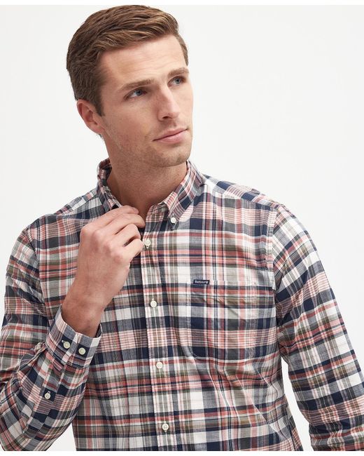 Barbour White Plaid-Check Cotton Shirt for men