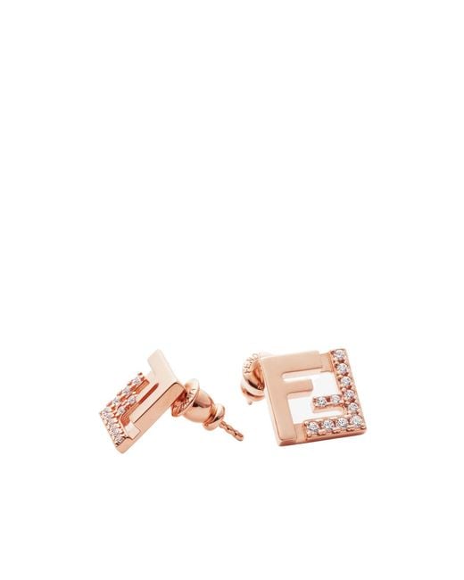 Fendi Pink Ff Crystal Stud Earrings