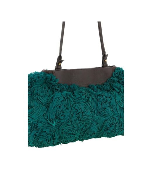 Dries Van Noten Green Clutch Rose