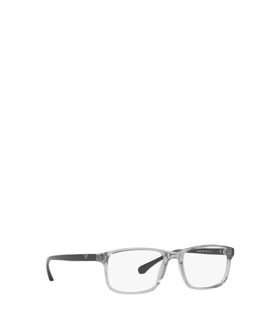 Emporio Armani White Transparent Rectangle-Frame Glasses for men
