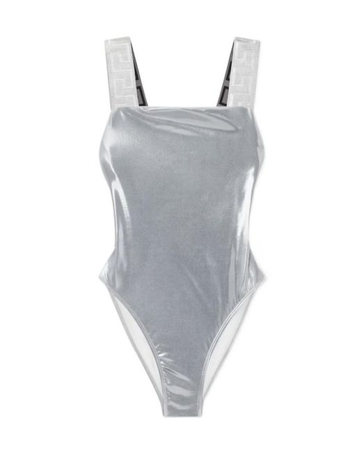 Versace Gray Metallic One-Piece Swimsuit